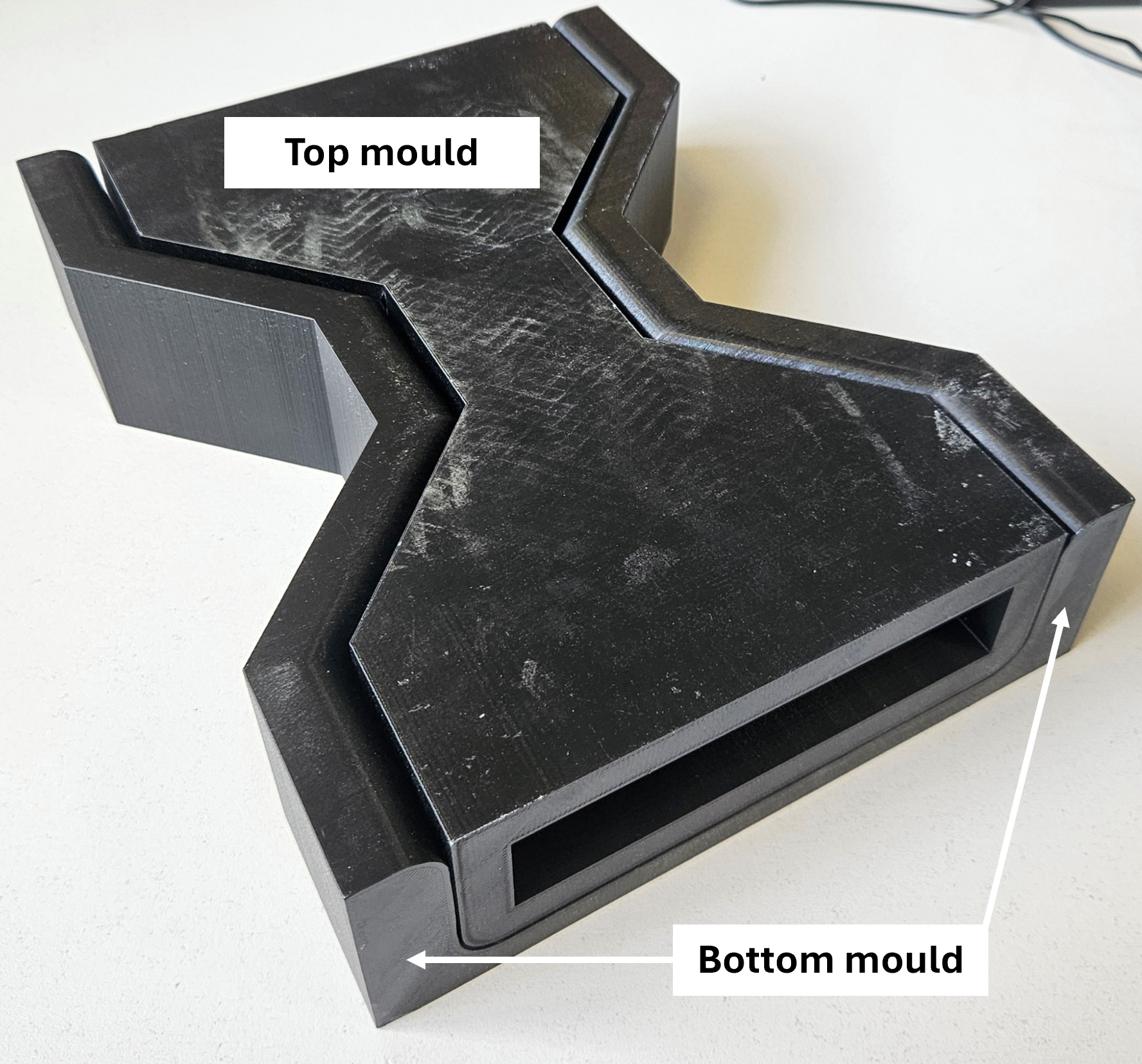 The 3D-printed male and female bow-tie forming moulds