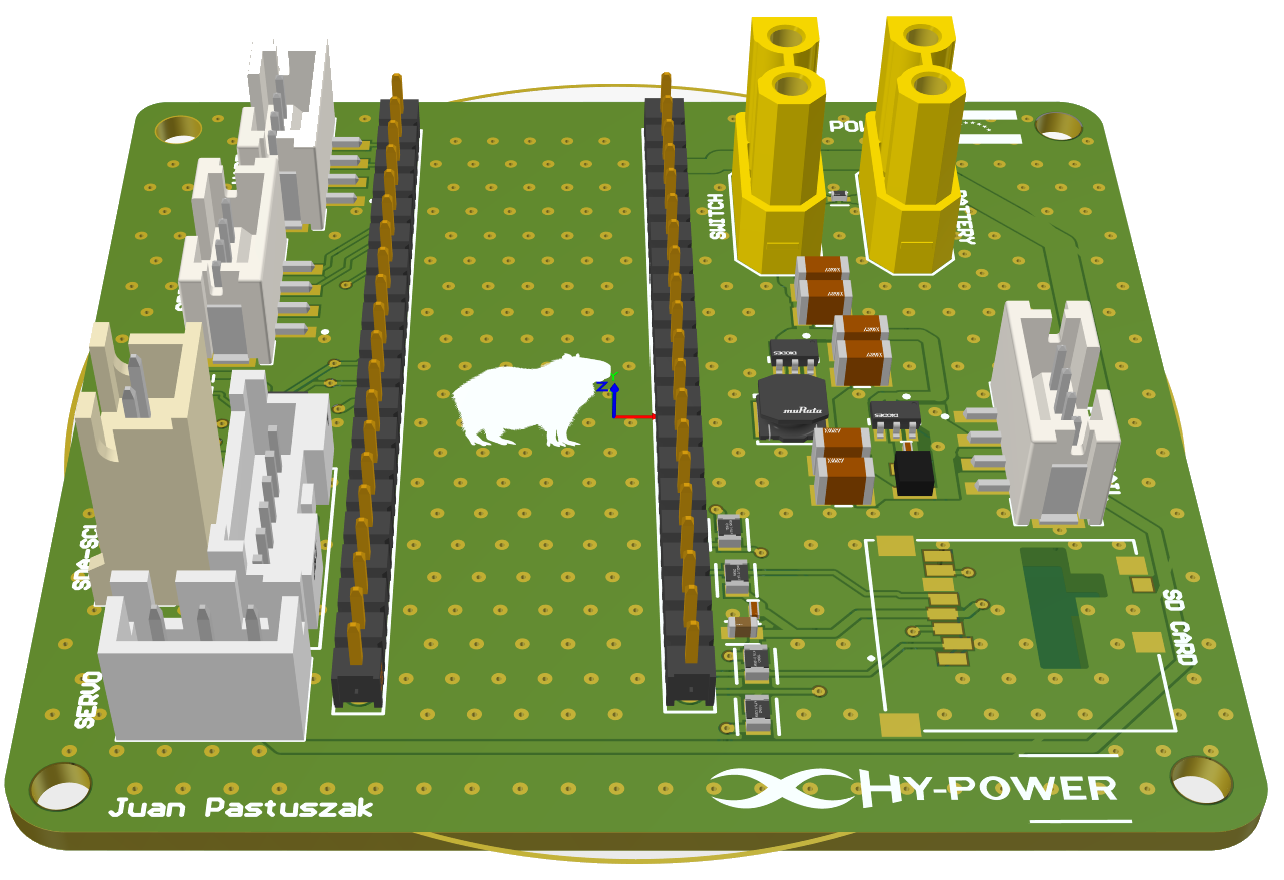 Altium 3D view of the first, rectangular payload board with headers for an ESP32 development board